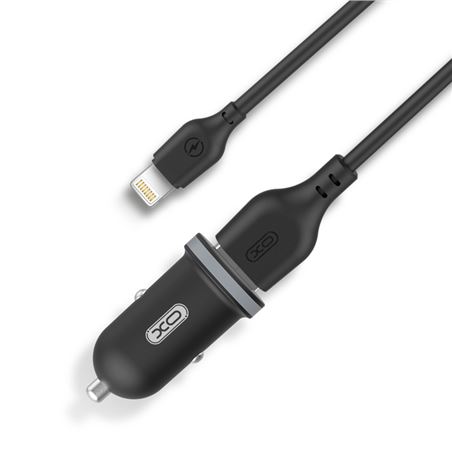 PACK CARGADOR MECHERO TZ08 2.1A + CABLE TIPO LIGHTNING NEGRO XO - XOTZ08LG