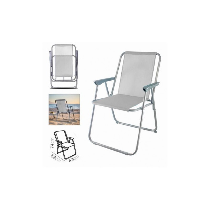 SILLA DE PLAYA PLEGABLE 52X43X74 GRIS...