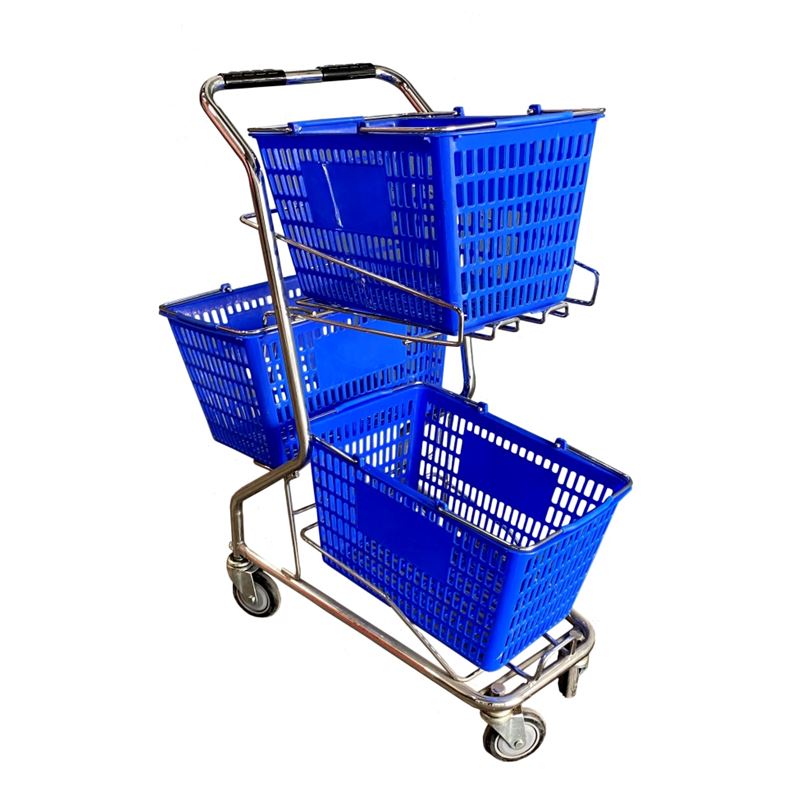 CARRO DE TRANSPORTE CON 3 CESTAS DE 28LT COLOR AZUL CROMAD - CR1025