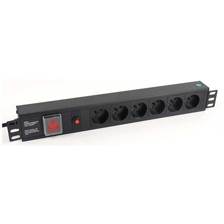 REGLETA ALUMINIO PDU RACK 19" 6 TOMAS + INTERRUPTOR + FILTRO DE PROTECCION - CR1015