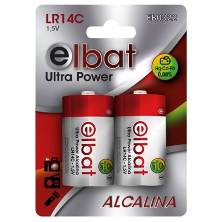 PACK 2 PCS PILAS ALCALINAS LR14C ELBAT - EB0322