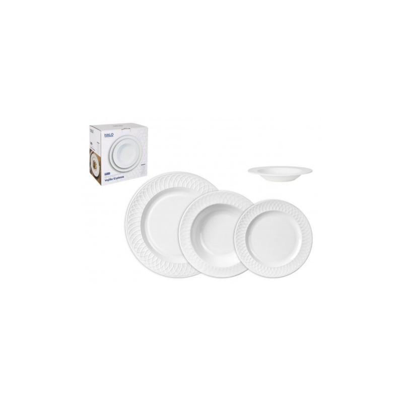 VAJILLA 12 PIEZAS OPAL ATAIFOR BLANCO...