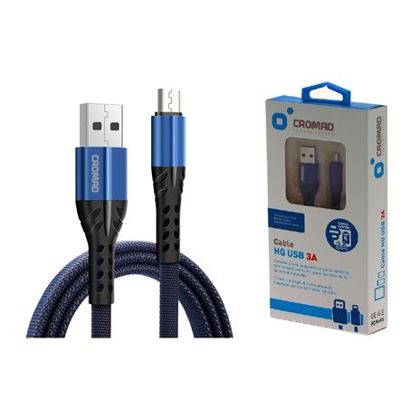CABLE HQ USB A MICRO USB 1 METRO 3A AZUL CROMAD - CR0997