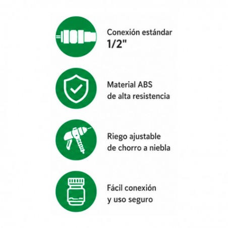 SET 4PCS BOQUILLA DE RIEGO + ADAPTADORES PARA MANGUERA 1/2" SUNGARDEN