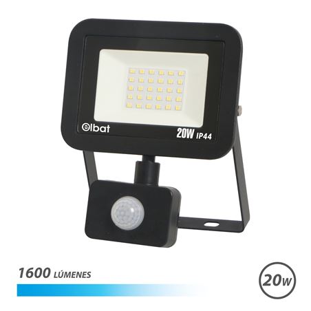 FOCO LED SERIE SLIM 20W CON SENSOR 6500K COLOR NEGRO ELBAT - EB0311