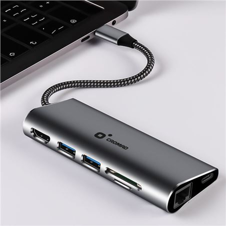 ADAPTADOR TIPO C - HDMI, RJ45, USB 3.0, SD Y TIPO C CROMAD - CR0984-2