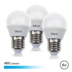 PACK 3 BOMBILLAS LED G45 | 6W | 480LM | E27 | LUZ FRIA | ELBAT - EB0252