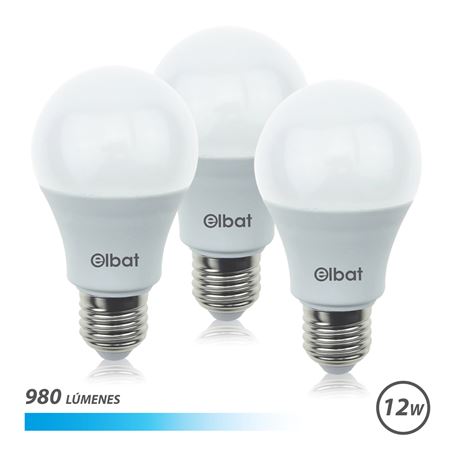 PACK 3 BOMBILLAS LED A60 | 12W | 980LM | E27 | LUZ FRIA | ELBAT - EB0247