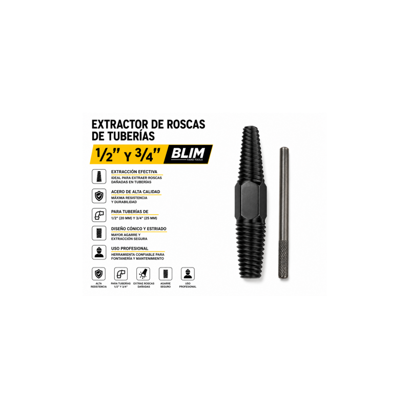 EXTRACTOR DE ROSCAS DE TUBERIAS 1/2"...