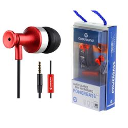 AURICULAR + MICROFONO POWERBASS ROJO COOLSOUND - CS0160