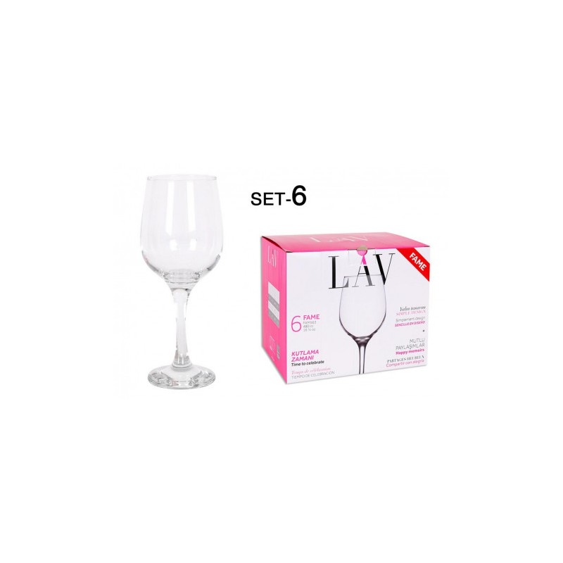 SET 6 COPAS VINO/AGUA 480CC FAME HI